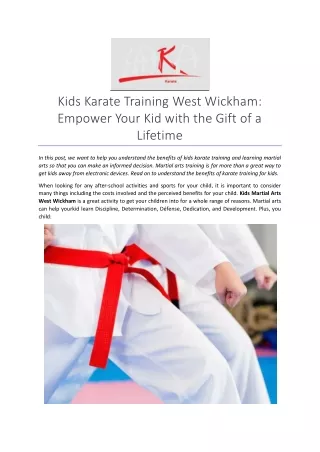 Kids Karate Training West Wickham: Empower Your Kid with the Gift of a Lifetime