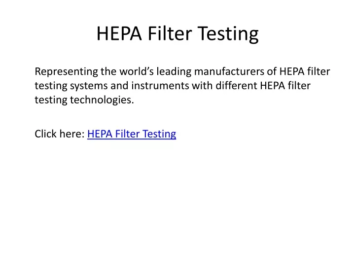 hepa filter testing