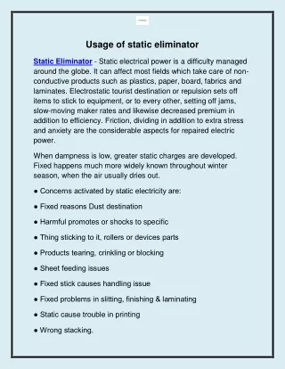 usage of static eliminator