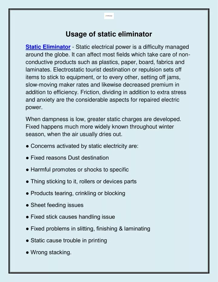 usage of static eliminator