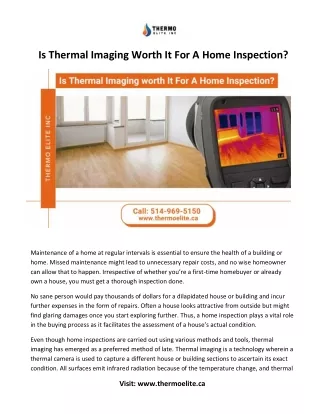 is thermal imaging worth it for a home inspection