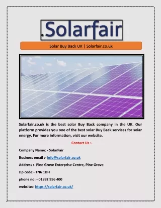 Solar Buy Back UK | Solarfair.co.uk