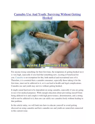 Cannabis Use And Youth Surviving Without Getting Hooked