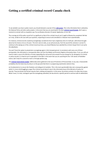 getting a certified criminal record canada check