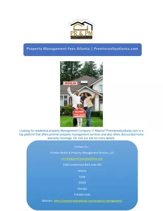 Property Management Fees Atlanta | Premierealtyatlanta.com