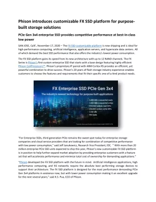phison introduces customizable fx ssd platform