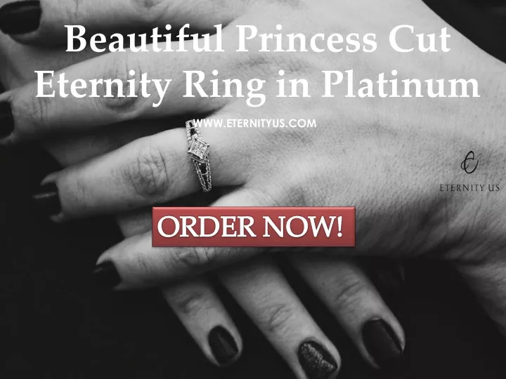 beautiful princess cut eternity ring in platinum