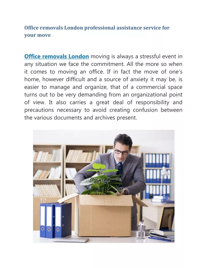 office removals london professional assistance