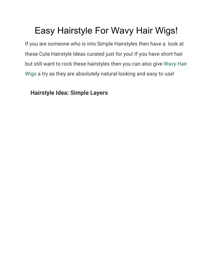 easy hairstyle for wavy hair wigs