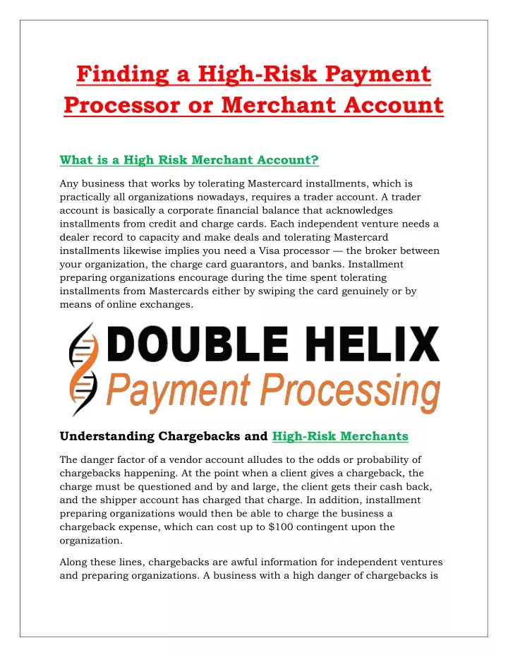 finding a high risk payment processor or merchant