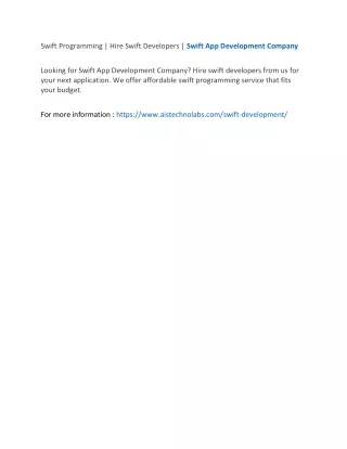 swift programming hire swift developers swift