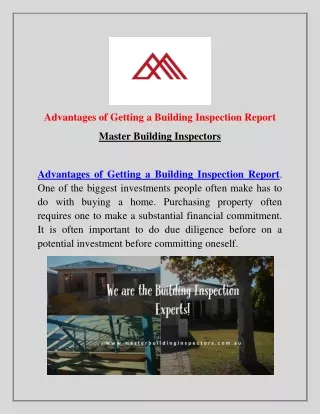 advantages of getting a building inspection report
