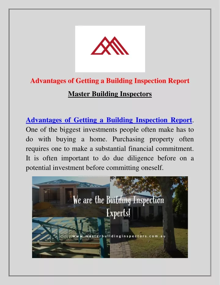 advantages of getting a building inspection report