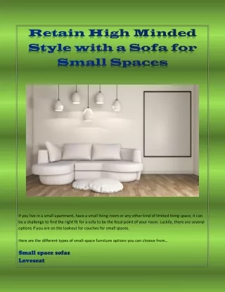 if you live in a small apartment have a small