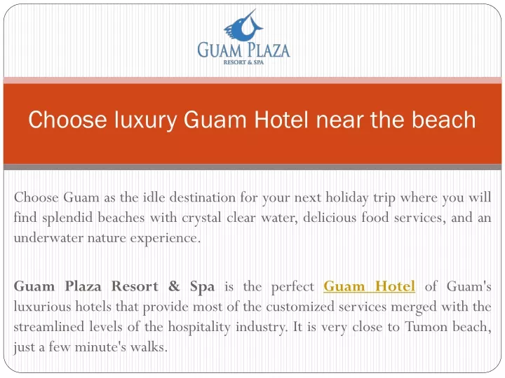choose luxury guam hotel near the beach