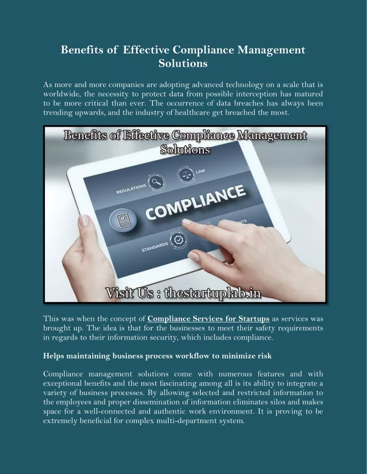 benefits of effective compliance management