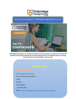 Pay For Coursework | Oxbridgeassignments.co.uk