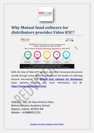 why mutual fund software for distributors