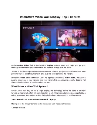 Interactive Video Wall Display: Top 3 Benefits