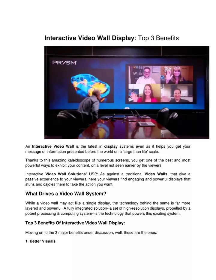 interactive video wall display top 3 benefits