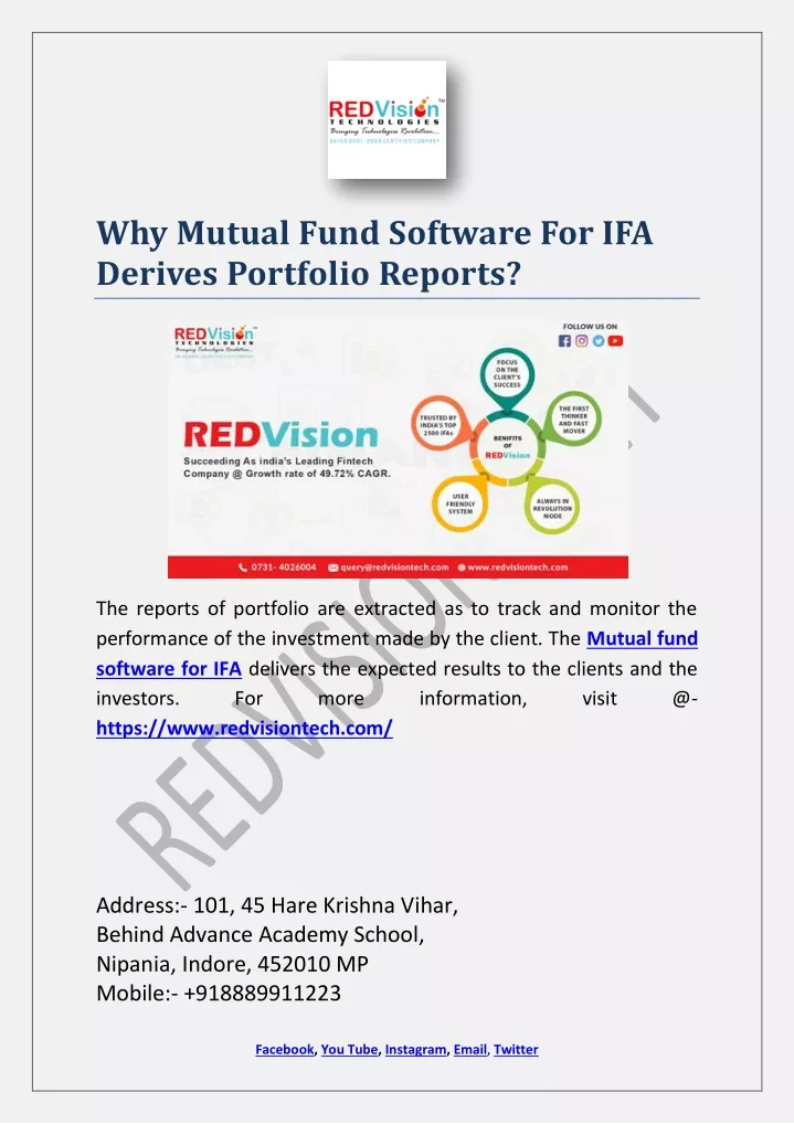 why mutual fund software for ifa derives