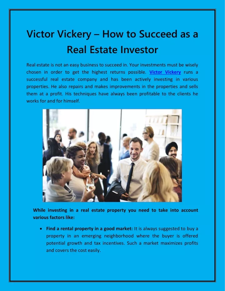 victor vickery how to succeed as a real estate