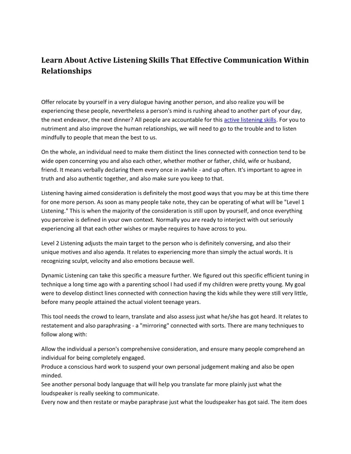 learn about active listening skills that