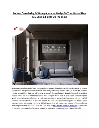 are you considering of giving a interior design