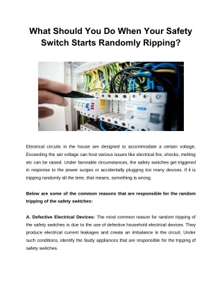 What Should You Do When Your Safety Switch Starts Randomly Ripping?