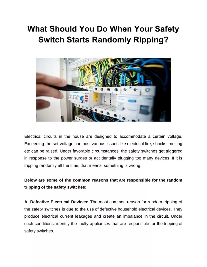 what should you do when your safety switch starts