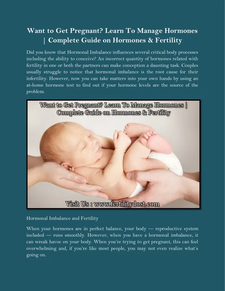 want to get pregnant learn to manage hormones