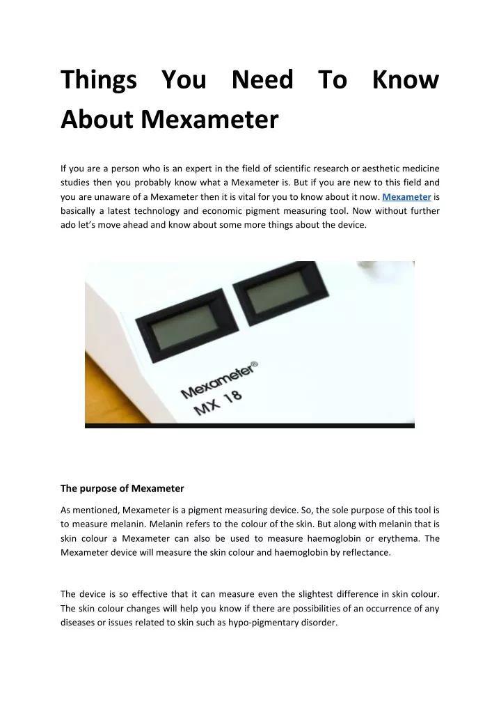things you need to know about mexameter