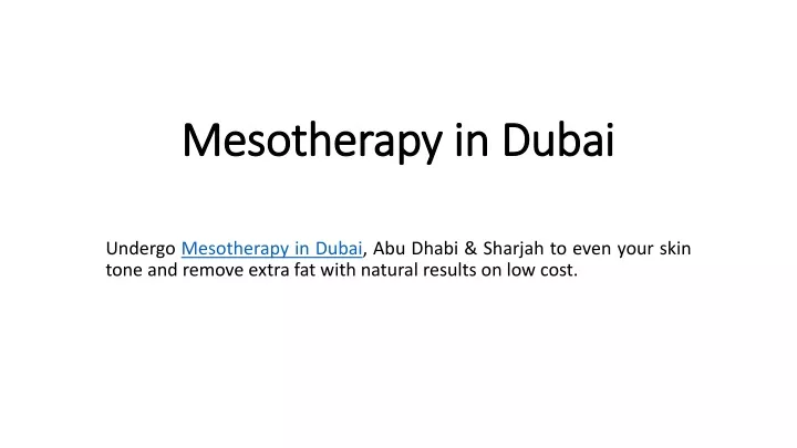 mesotherapy in dubai