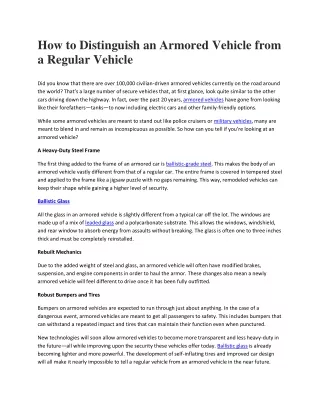 how to distinguish an armored vehicle from