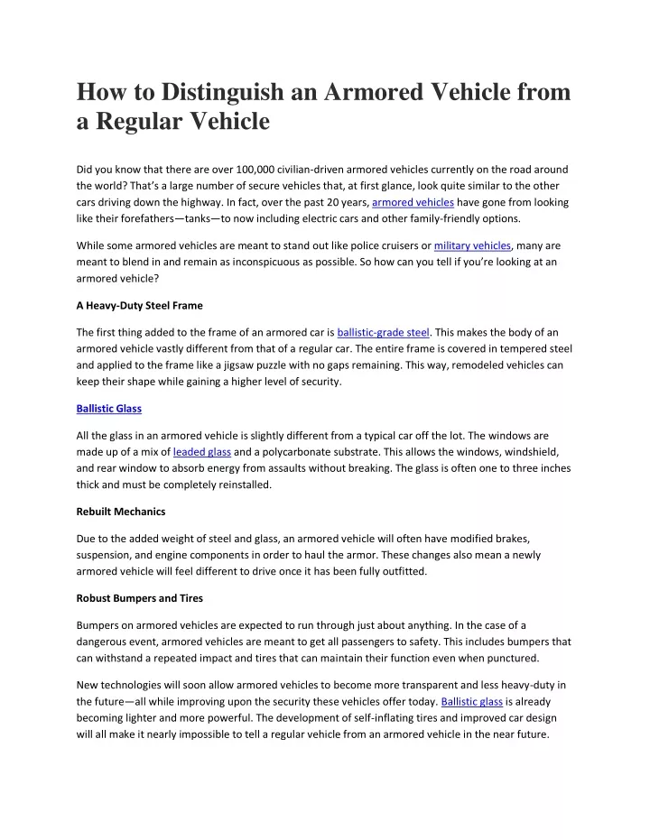 how to distinguish an armored vehicle from