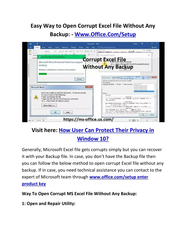 easy way to open corrupt excel file without