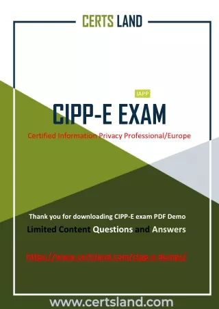 Most recent IAPP CIPP-E Exam Dumps [2020] With PDF