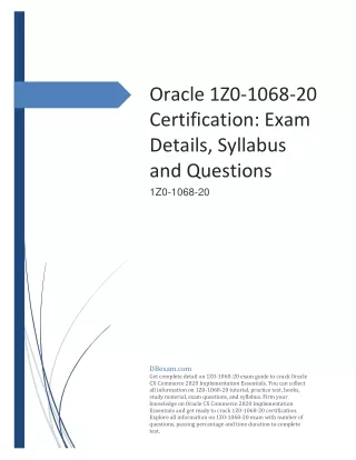 Oracle 1Z0-1068-20 Certification: Exam Details, Syllabus and Questions