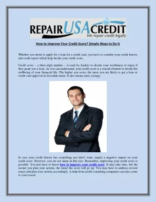 how to improve your credit score simple ways