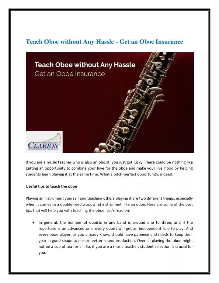 teach oboe without any hassle get an oboe
