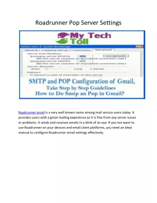 roadrunner pop server settings