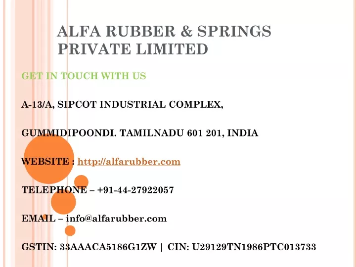 alfa rubber springs private limited