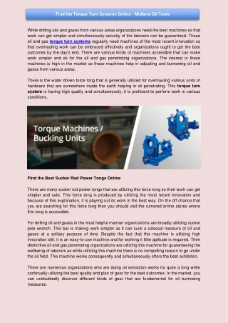 find the torque turn systems online midland