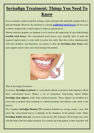 invisalign treatment things you need to know