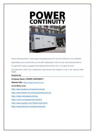 power continuity offers a wide range of diesel