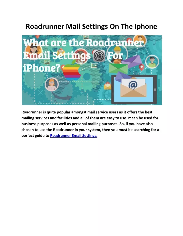roadrunner mail settings on the iphone