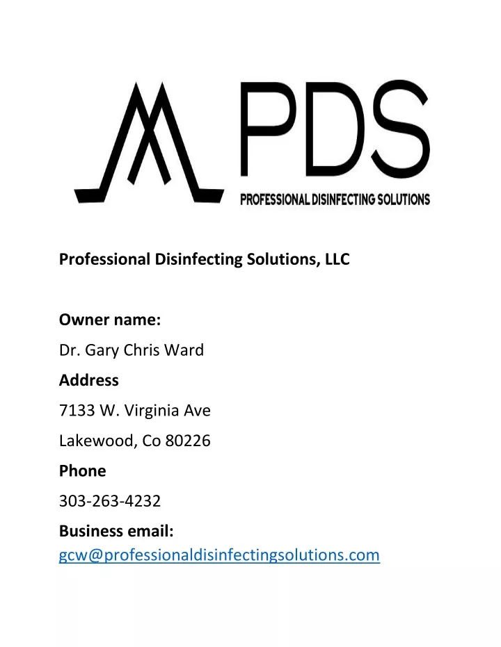professional disinfecting solutions llc