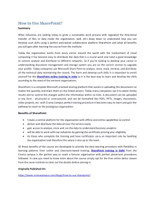 how to use sharepoint summary