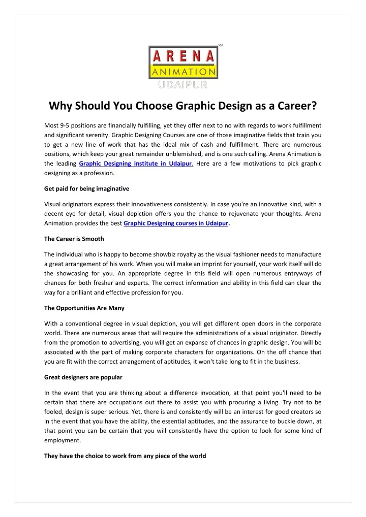 why should you choose graphic design as a career