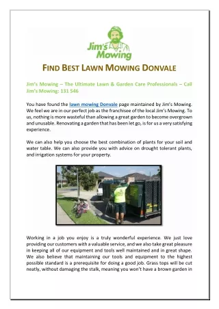 Find Best Lawn Mowing Donvale